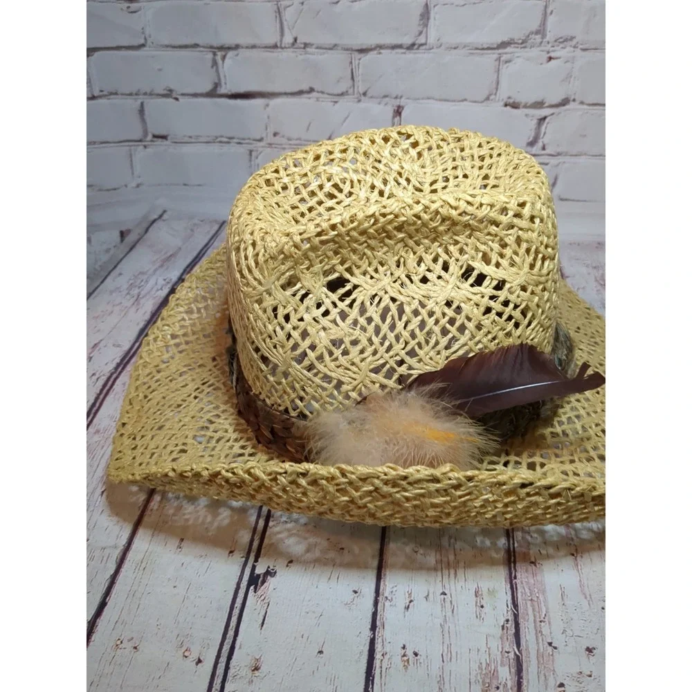 AMERICAN HAT Company 7 1/4 Tumble Weave Feather Band Straw Cowboy Hat